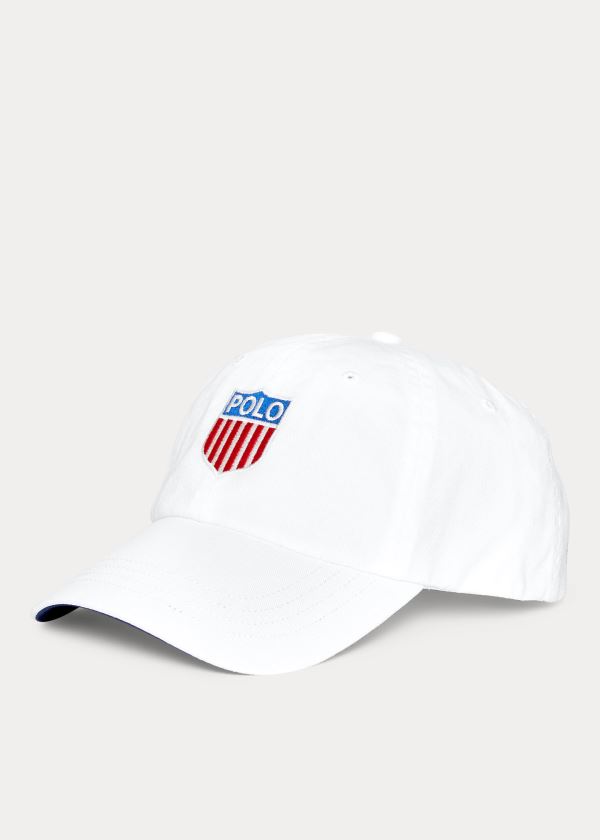 Gorra Polo Ralph Lauren Hombre Blancos / Multicolor - Polo Shield Cotton Twill - UJFND1657